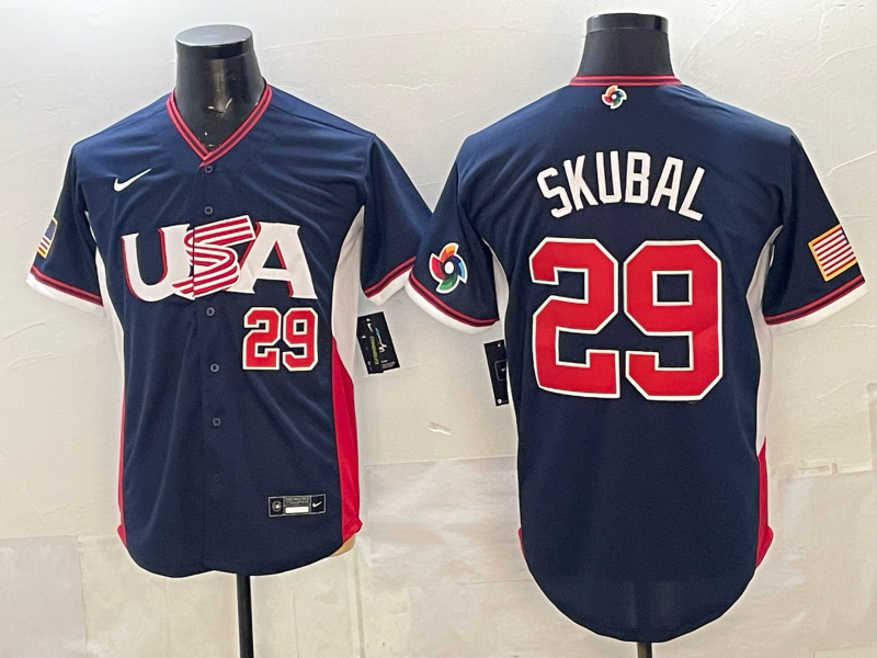 Men 2026 World Cub USA #29 Raleigh blue Nike MLB Jersey 003